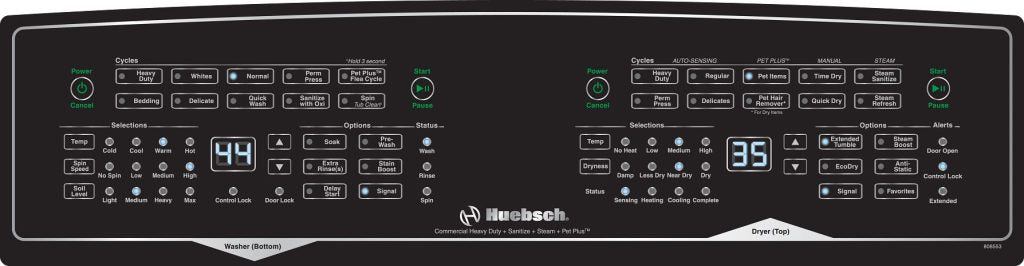 HUEBSCH STACKED LAUNDRY SF7108WE 3.5CUFT WASHER/ 7 CUFT ELECTRIC DRYER