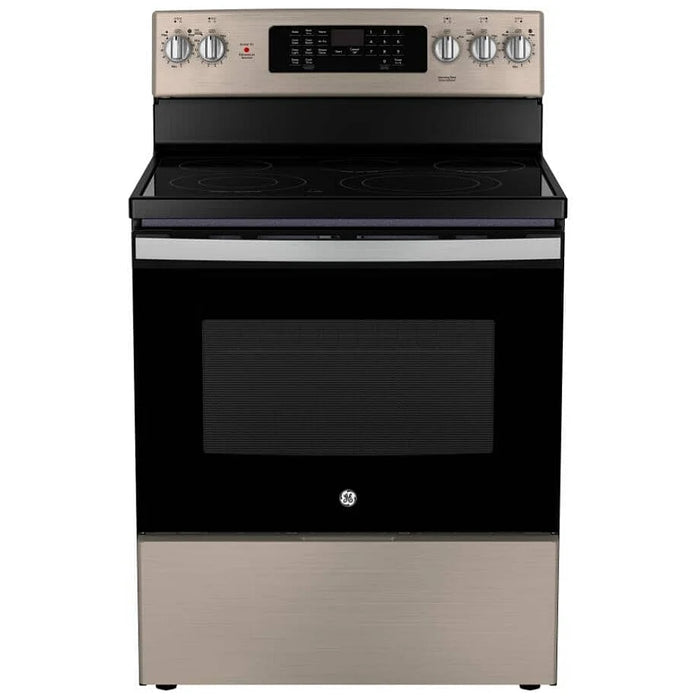 GE JCB840ETES Electric Range, 5 cu. ft. Capacity, 30 inch Exterior Width, Convection, 5 Burners, Storage Drawer, Air Fry, Self Clean, 3,000 Watts Highest Burner Element, Slate colour True European Convection