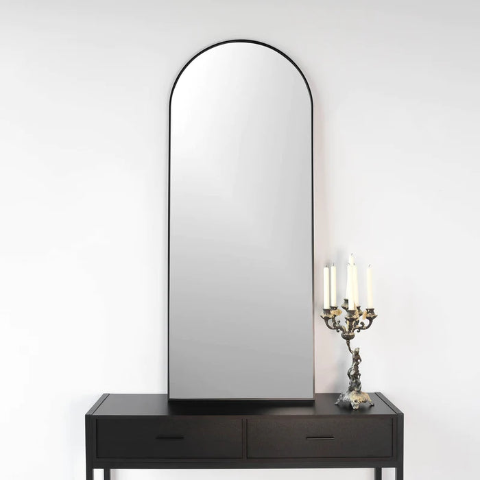 Emerson Arched Black Metal Mirror, 24x60" - JF1268-BLACK-2460