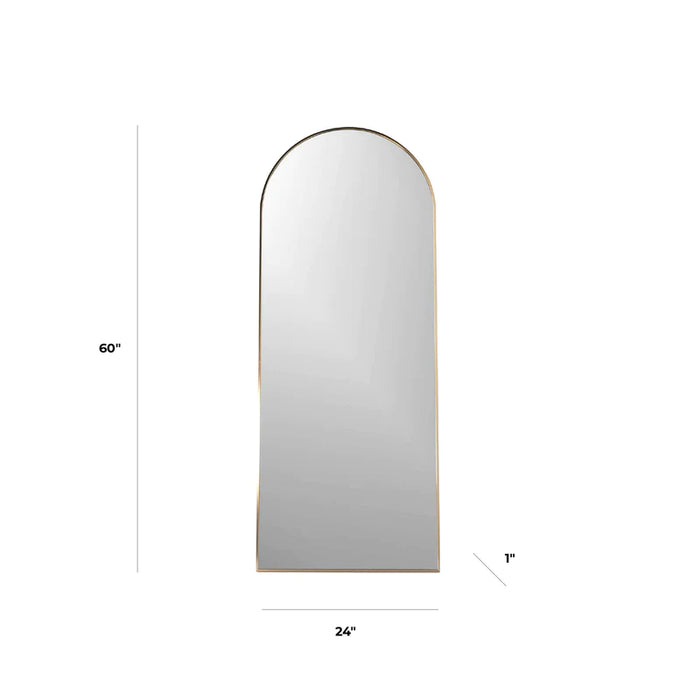 Emerson Arched Gold Metal Mirror measuring 24x60 inches, featuring a sleek design in gold finish with model number Jf1268-gold-2460decor.