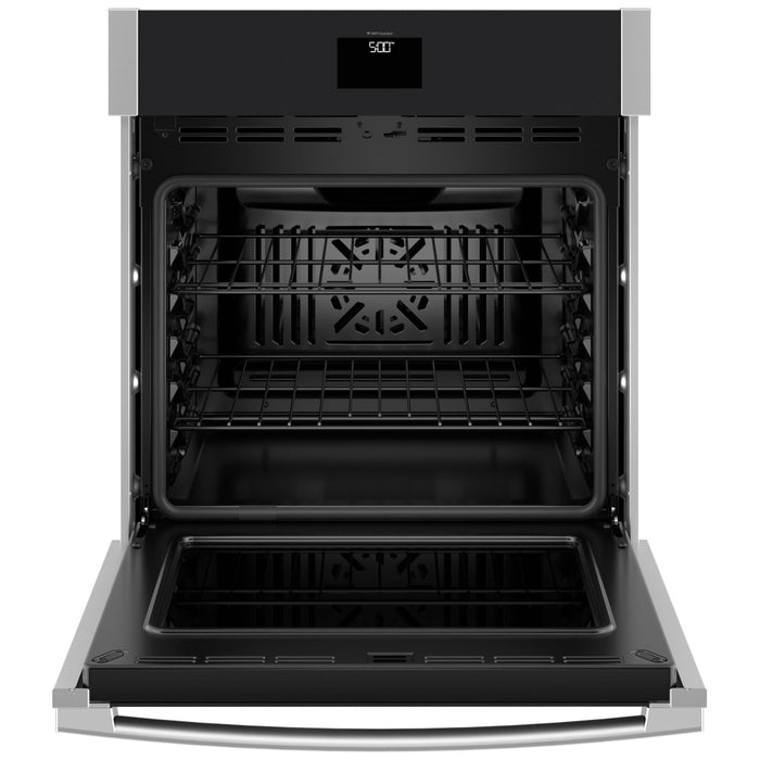 GE JKS5000SVSS Single Wall Oven, 27 inch Exterior Width, True Convection, Self Clean, 4.3 cu. ft. Capacity, Temperature Probe, Wifi Enabled, Air Fry, Stainless Steel colour True European Convection