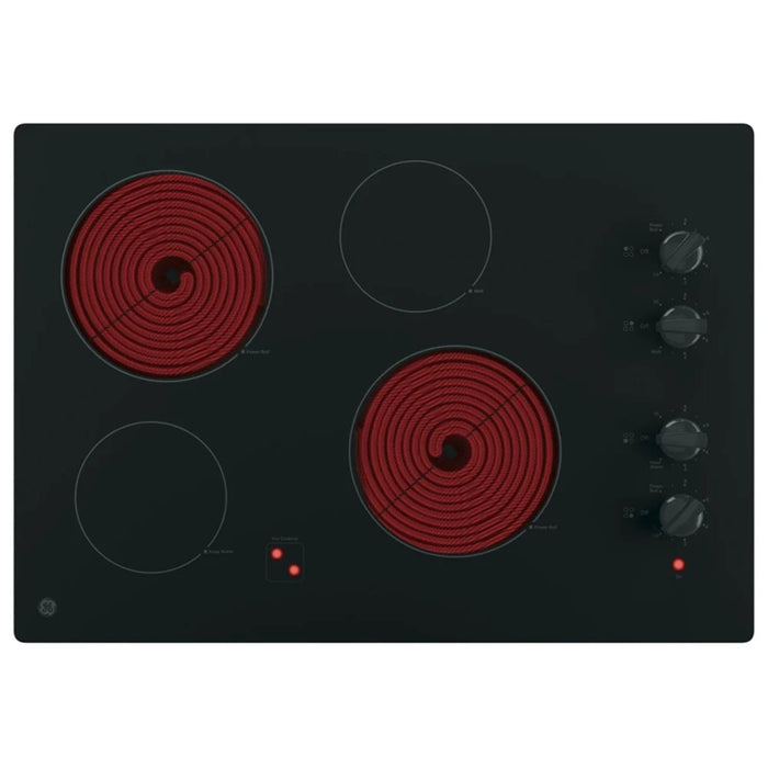 GE JP3030DWBB Electric Cooktop, 30 inch Exterior Width, 4 Burners, Black colour