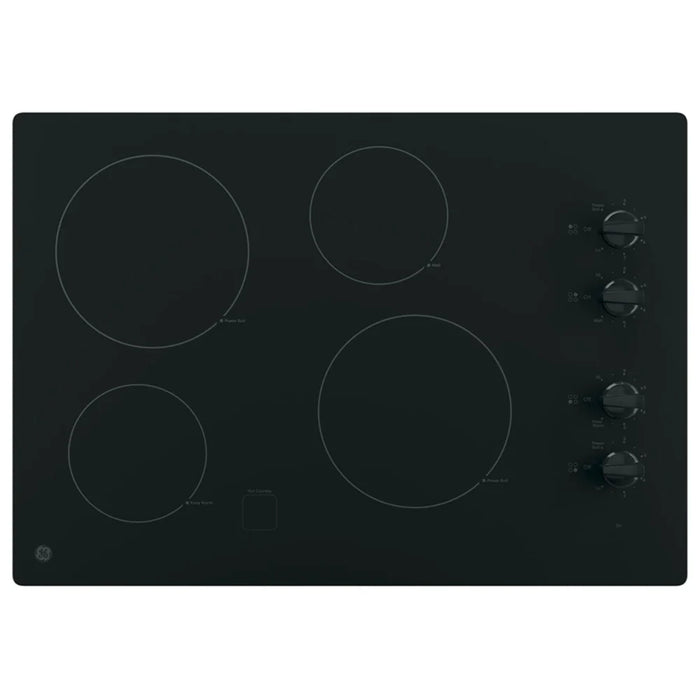 GE JP3030DWBB Electric Cooktop, 30 inch Exterior Width, 4 Burners, Black colour