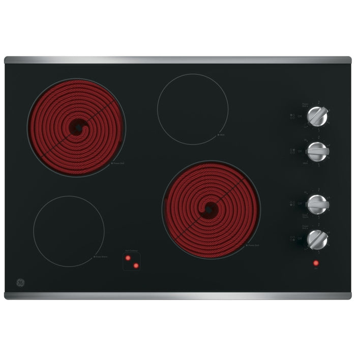 GE JP3030SWSS Electric Cooktop, 30 inch Exterior Width, 4 Burners, Stainless Steel colour