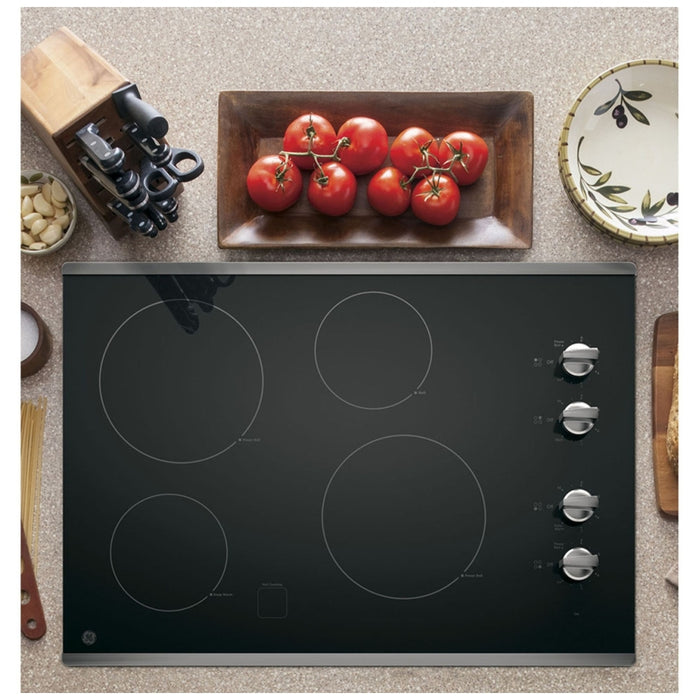 GE JP3030SWSS Electric Cooktop, 30 inch Exterior Width, 4 Burners, Stainless Steel colour