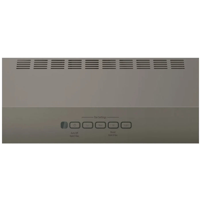 GE JVX5300EJESC Range Hood, 30 inch Exterior Width, Under-Cabinet, Under-Cabinet, 310 CFM, Outside / Ducting, Halogen , Dishwasher Safe Filters, Aluminum Mesh, Slate colour Blower Included