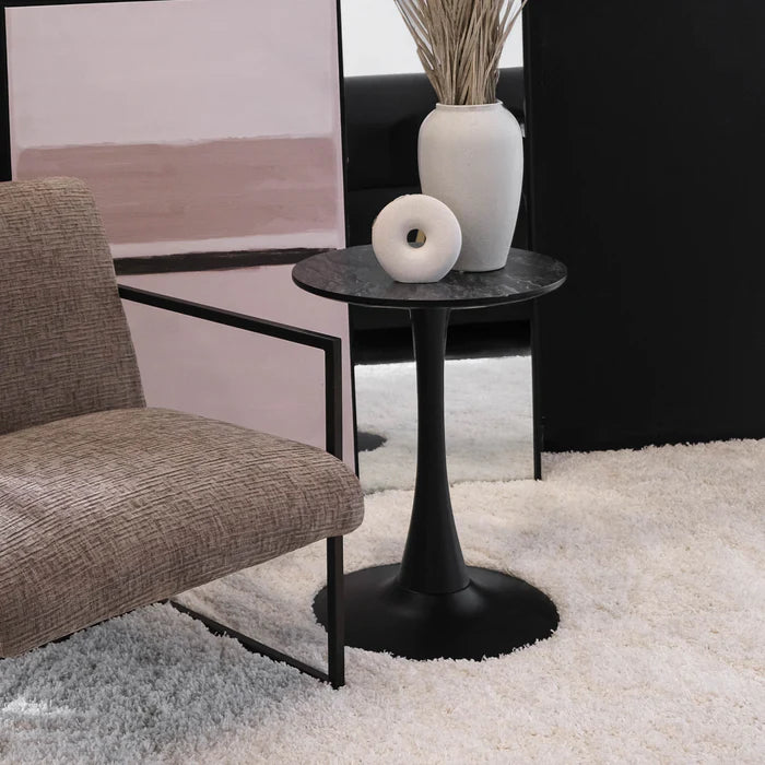 [Coming Soon] Tulip Black Marble Side Table - KJST-001-BLKMARB