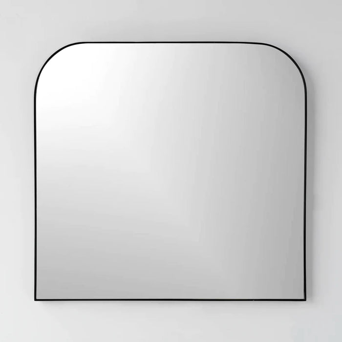 Black metal mantel mirror in black finish, measuring 36x34 inches (KM1080-BLACK-3634).