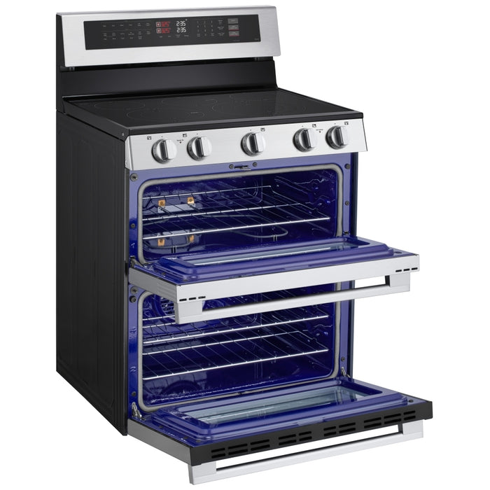 LG LDEL7324YE Electric Range, 7.3 cu. ft. Capacity, 30 inch Exterior Width, Convection, 5 Burners, & , Steam & Self Clean, Double Oven, 3,200 W Highest Element, Stainless Steel, EasyClean®, SmartDiagnosis™, SmoothTouch®, ThinQ Care™, ThinQ UP™