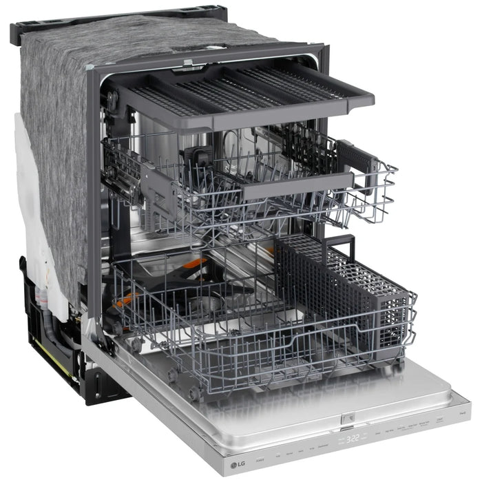 LG LDNPQ445S Dishwasher, 24 inch Exterior Width, 46 dB Decibel Level, Fully Integrated, Stainless Interior, 5 Wash Cycles, 16 Capacity (Place Settings), 3 Loading Racks, Wifi Enabled, Stainless Steel colour
