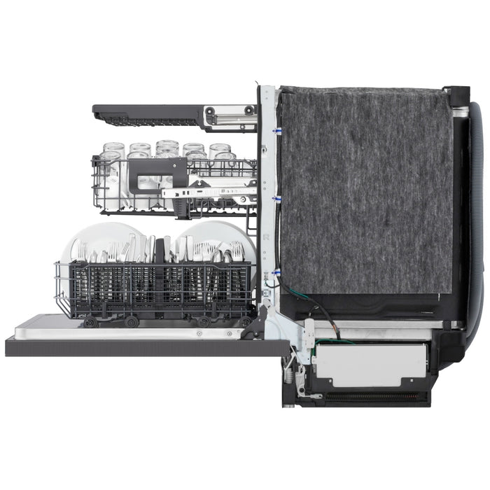 LG LDNPQ555D Dishwasher, 24 inch Exterior Width, 46 dB Decibel Level, Fully Integrated, Stainless Interior, 5 Wash Cycles, 16 Capacity (Place Settings), Hard Food Disposal, 3 Loading Racks, Wifi Enabled, Black Stainless Steel colour