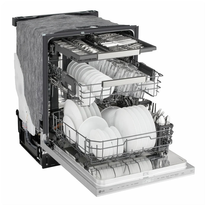 LG LDNPQ555S Dishwasher, 24 inch Exterior Width, 46 dB Decibel Level, Fully Integrated, Stainless Interior, 5 Wash Cycles, 16 Capacity (Place Settings), 3 Loading Racks, Wifi Enabled, Stainless Steel colour