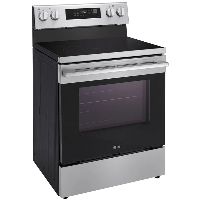 LG LREN6321VE Electric Range, 6.3 cu. ft. Capacity, 30 inch Exterior Width, True Convection, 4 Burners, Storage Drawer, Air Fry, Steam Clean, 3,200 W Highest Element, Stainless Steel colour