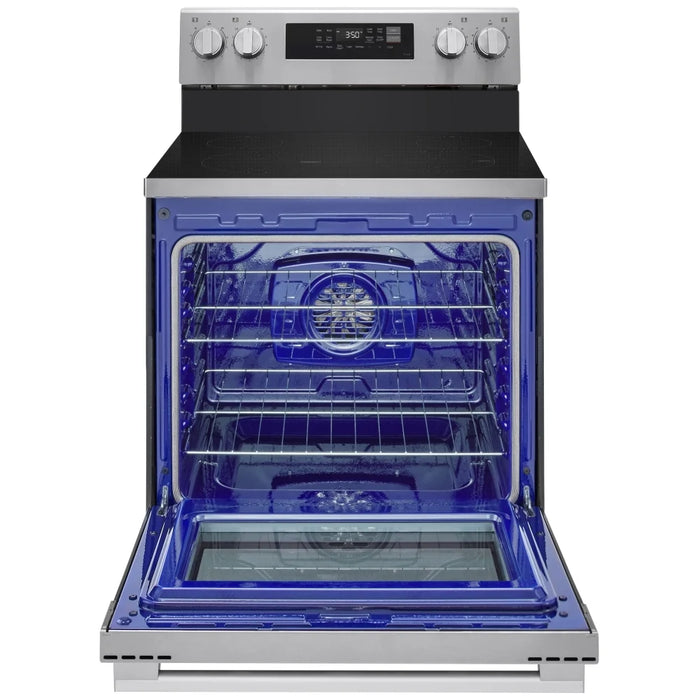 LG LREN6321VE Electric Range, 6.3 cu. ft. Capacity, 30 inch Exterior Width, True Convection, 4 Burners, Storage Drawer, Air Fry, Steam Clean, 3,200 W Highest Element, Stainless Steel colour