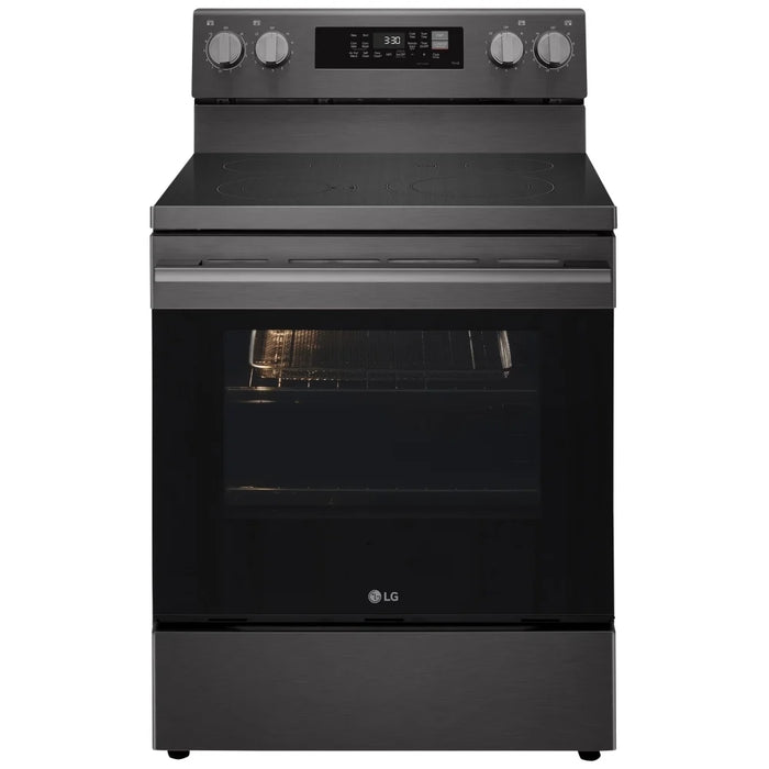LG LREN6323ZE Electric Range, 6.3 cu. ft. Capacity, 30 inch Exterior Width, Convection, 5 Burners, Storage Drawer, Air Fry, Self Clean, 3,200 W Highest Element, Black Stainless Stee
