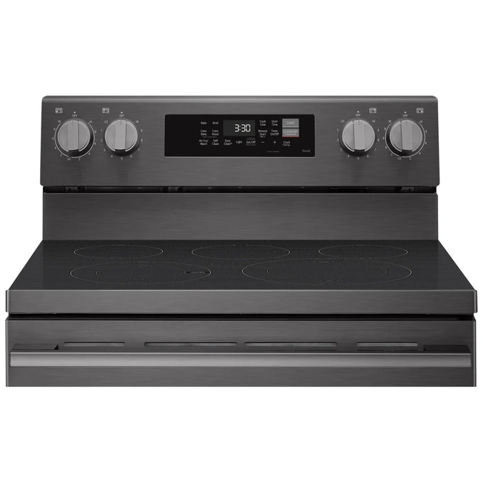 LG LREN6323ZE Electric Range, 6.3 cu. ft. Capacity, 30 inch Exterior Width, Convection, 5 Burners, Storage Drawer, Air Fry, Self Clean, 3,200 W Highest Element, Black Stainless Stee