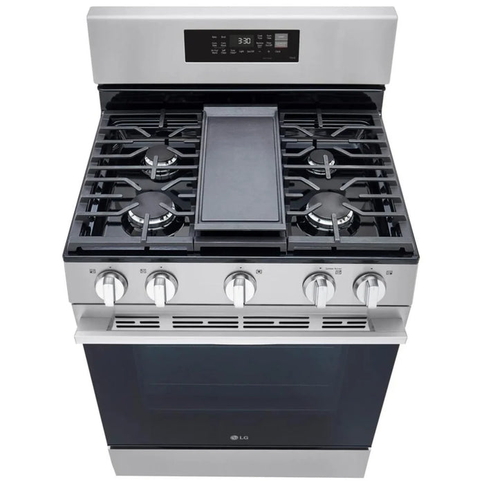 LG LRGN6323Y Gas Range, 6.3 cu. ft. Capacity, 30 inch Exterior Width, Self Clean, Convection, 5 Burners, Storage Drawer, Air Fry, 20,000 BTU Highest Burner, Stainless Steel