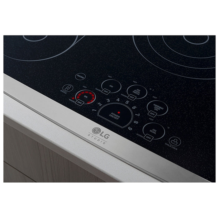 LG Studio LSCE305ST Electric Cooktop, 30 inch Exterior Width, 5 Burners, 3,000 W Highest Element, Stainless Steel colour