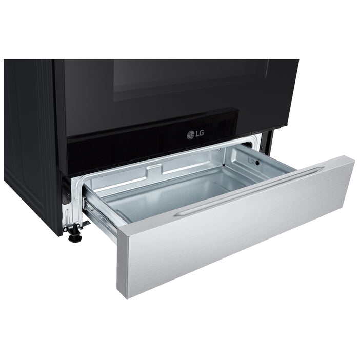 LG LSEL6331XE Electric Range, 6.3 cu. ft. Capacity, 30 inch Exterior Width, 5 Burners, Storage Drawer, Steam & Self Clean, 3,200 W Highest Element, Stainless Steel colour