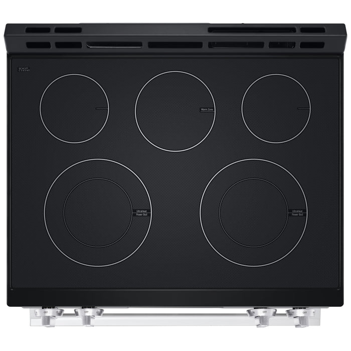 LG LSEL6331XE Electric Range, 6.3 cu. ft. Capacity, 30 inch Exterior Width, 5 Burners, Storage Drawer, Steam & Self Clean, 3,200 W Highest Element, Stainless Steel colour