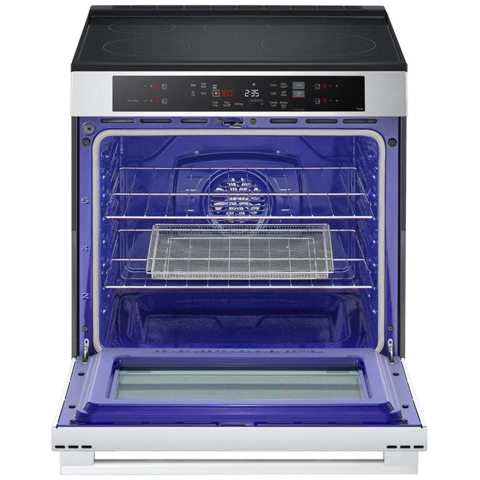 LG  Induction Range, 6.3 cu. ft. Capacity, 30 inch Exterior Width, True Convection, 4 Burners, Storage Drawer, Air Fry, Steam & Self Clean, 3,900 W Highest Element, Stainless Steel colour