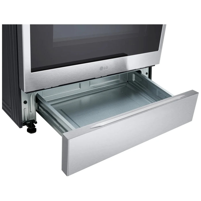 LG  Induction Range, 6.3 cu. ft. Capacity, 30 inch Exterior Width, True Convection, 4 Burners, Storage Drawer, Air Fry, Steam & Self Clean, 3,900 W Highest Element, Stainless Steel colour
