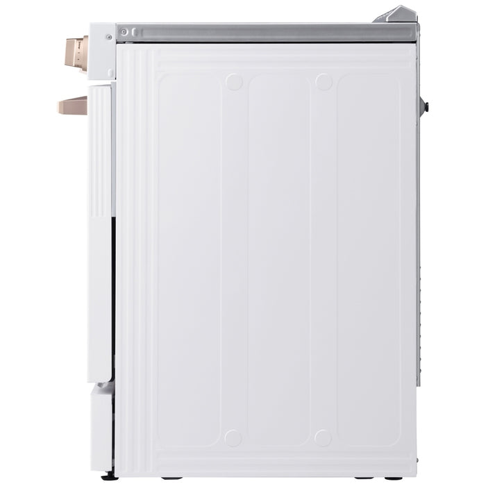 LG Studio LSIS6338NE Induction Range, 6.3 cu. ft. Capacity, 30 inch Exterior Width, True Convection, 5 Burners, Storage Drawer, & , Steam & Self Clean, 4,300 W Highest Element, Essence White colour