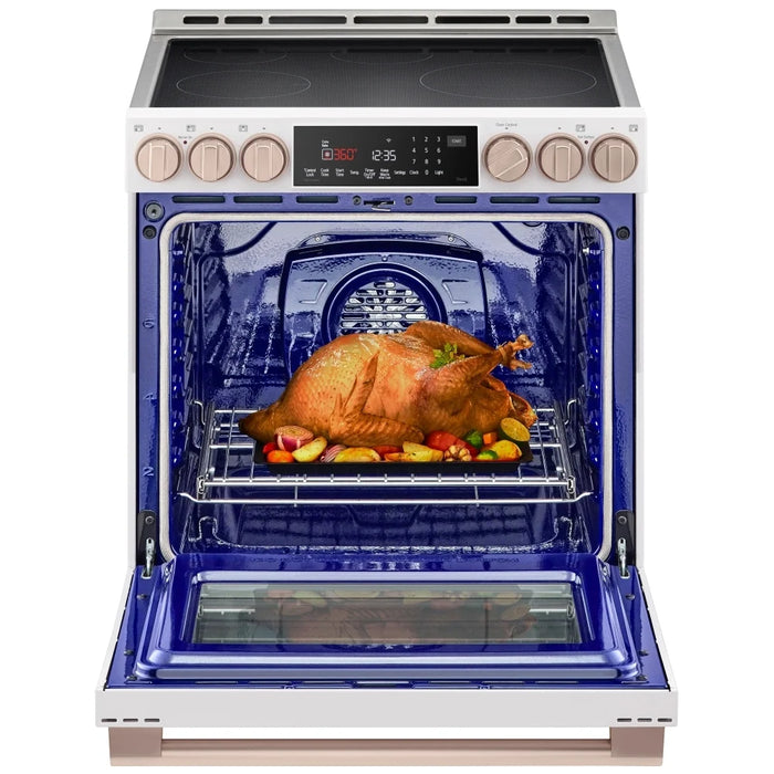 LG Studio LSIS6338NE Induction Range, 6.3 cu. ft. Capacity, 30 inch Exterior Width, True Convection, 5 Burners, Storage Drawer, & , Steam & Self Clean, 4,300 W Highest Element, Essence White colour