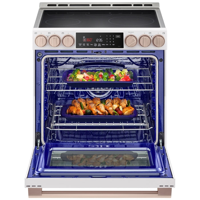LG Studio LSIS6338NE Induction Range, 6.3 cu. ft. Capacity, 30 inch Exterior Width, True Convection, 5 Burners, Storage Drawer, & , Steam & Self Clean, 4,300 W Highest Element, Essence White colour
