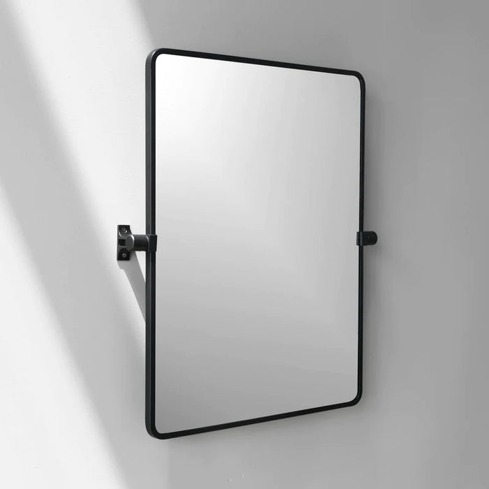 Black Rectangle Pivot Mirror 8808-BLACK - Stylish and modern black-framed rectangular mirror with pivot functionality.