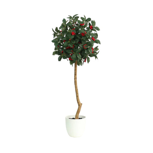 Poinsettia Tree, 47 inches - Decorative artificial Christmas tree with red poinsettia flowers, SKU NAL23-0702.