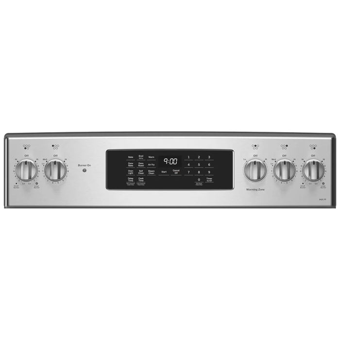 GE Profile PCB900YVFS Electric Range, 6.2 cu. ft. Capacity, 30 inch Exterior Width, True Convection, 5 Burners, Storage Drawer, Air Fry, Self Clean, 3,000 Watts Highest Burner Element, S colour