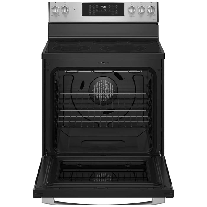 GE Profile PCB900YVFS Electric Range, 6.2 cu. ft. Capacity, 30 inch Exterior Width, True Convection, 5 Burners, Storage Drawer, Air Fry, Self Clean, 3,000 Watts Highest Burner Element, S colour