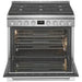 Frigidaire Professional PCFD3670AF Dual Fuel Range, 36 inch Exterior Width, Convection, 6 Burners, 4.4 cu. ft. Capacity, 1 Ovens, Stainless Steel colour Temperature Probe, Telescopic Gliding Extension Rack, Illuminated Knobs, Soft Close Door, True European Convection
