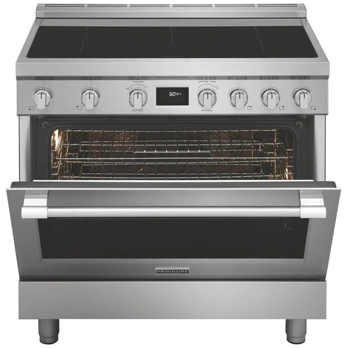 Frigidaire Professional PCFI3670AF Induction Range, 36 inch Exterior Width, Convection, 5 Burners, 4.4 cu. ft. Capacity, 1 Ovens, Stainless Steel colour Soft Close Door, Telescopic Gliding Extension Rack, Temperature Probe