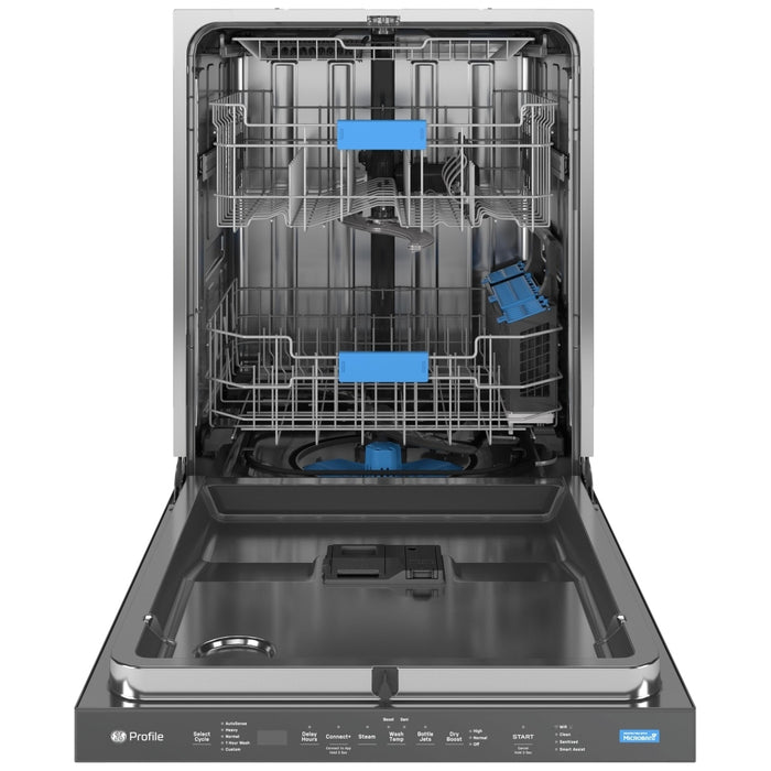 GE Profile PDP715SYVFS Dishwasher, 24 inch Exterior Width, 44 dB Decibel Level, Fully Integrated, Stainless Steel, 6 Wash Cycles, 16 Capacity (Place Settings), Wifi Enabled, Stainless Steel, Dry Boost, Steam+Sani, and Microban Antimicrobial Technology