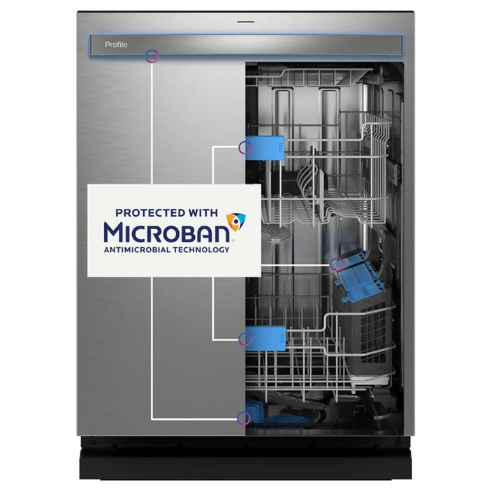 GE Profile PDP755SYVFS Dishwasher, 24 inch Exterior Width, 42 dB Decibel Level, Fully Integrated, Stainless Steel (Interior), 6 Wash Cycles, 16 Capacity (Place Settings), Hard Food Disposal, Wifi Enabled, Stainless Steel colour
