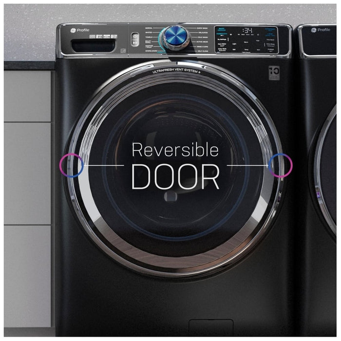 GE Profile PFW870SPVRS Front Load Washer, ENERGY STAR Certified, 6.1 cu. ft. Washer Capacity, 1,300 RPM Washer Spin Speed, 12 Wash Cycles, 5 Temperature Settings, Water Heater, Steam Clean, Wifi Enabled, Sapphire blue colour