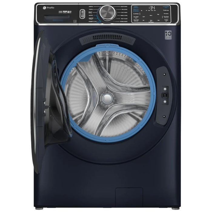 GE Profile PFW870SPVRS Front Load Washer, ENERGY STAR Certified, 6.1 cu. ft. Washer Capacity, 1,300 RPM Washer Spin Speed, 12 Wash Cycles, 5 Temperature Settings, Water Heater, Steam Clean, Wifi Enabled, Sapphire blue colour