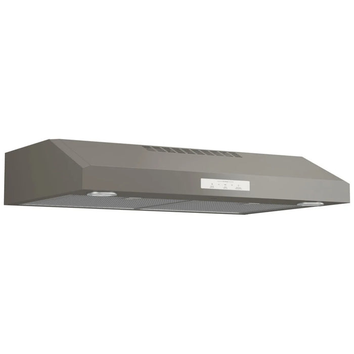 GE Profile PVX7300EJESC Range Hood, 30 inch Exterior Width, Under-Cabinet, Under-Cabinet, 390 CFM, Outside / Ducting, LED, Dishwasher Safe Filters, Aluminum Mesh, Slate colour Blower Included