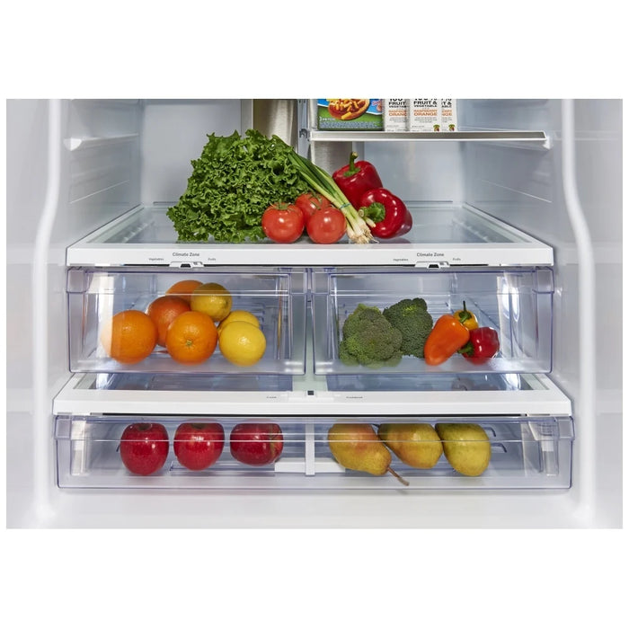 GE Profile PYE18HYRCFS Bottom Freezer French Door Refrigerator, 33 inch Width, 17.5 cu. ft. Capacity, Counter Depth, Water Dispenser (Exterior), Ice Dispenser (Thru Door), Stainless Steel colour