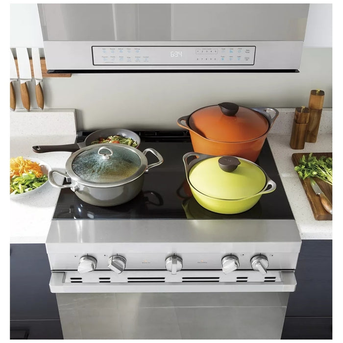 CLEARANCE OUT OF BOX  Haier QCSS740RNSS Electric Range, 30 inch Exterior Width, Convection, 4 Burners, Storage Drawer, Manual Clean, Stainless Steel