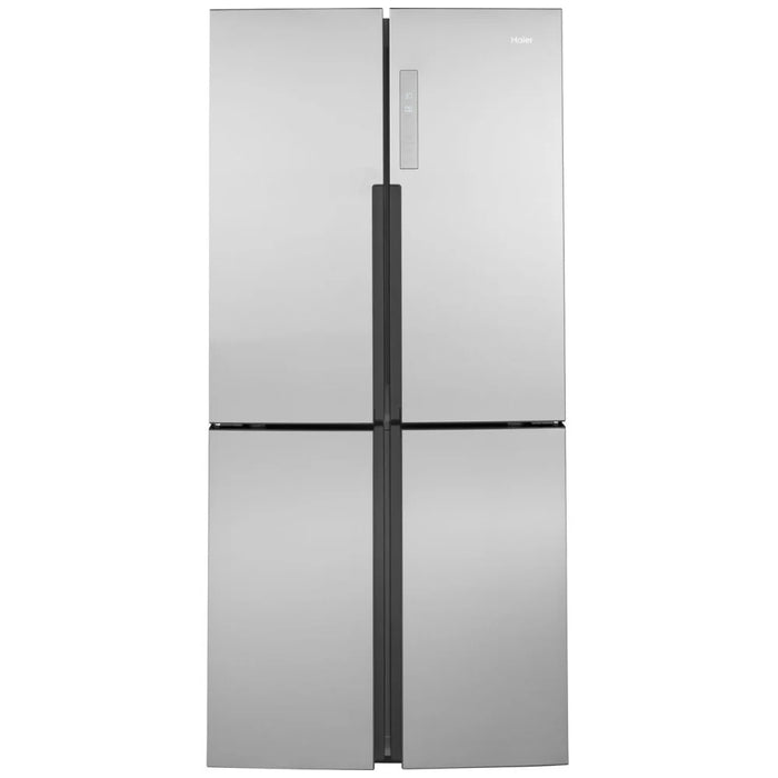 CLEARANCE Haier QHE16HYPES French Door Refrigerator, 33 inch Width, 16.8 cu. ft. Capacity, Counter Depth, Optional Ice Maker (Special Order), ENERGY STAR Certified, Stainless Steel colour Digital Thermostat, Quad Door, Humidity Control