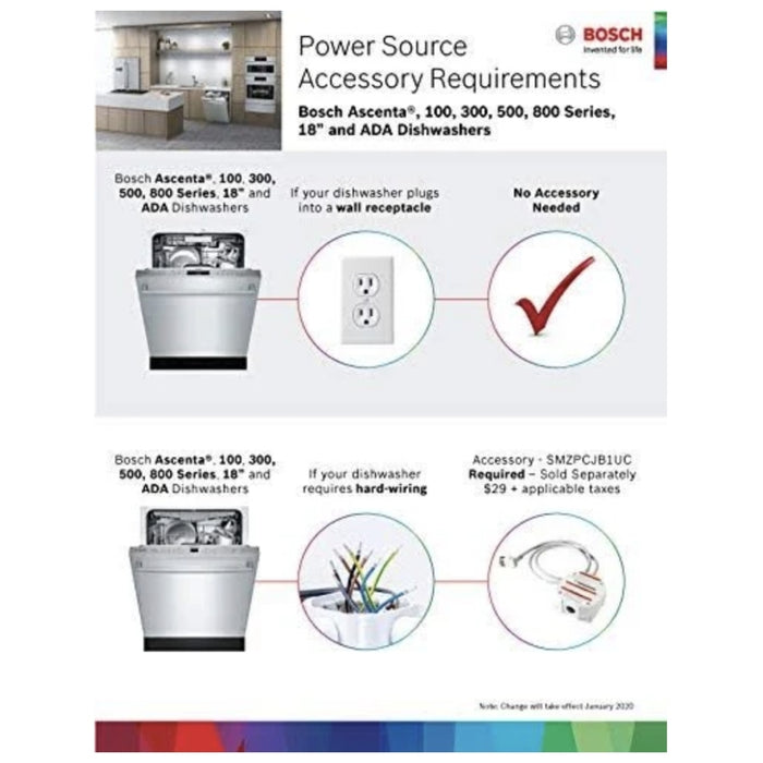 CLEARANCE OUT OF BOX Bosch 300 Series SGE53B55UC Dishwasher, 46 dB Decibel Level, Full Console, Stainless Interior, 6 Wash CYCLES, 2 Loading Racks, Wifi Enabled, Stainless Steel colour ADA Compliant