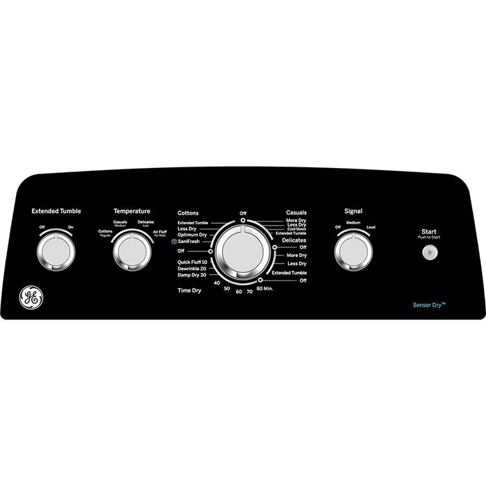 GE GTD49GBMRWS Gas Dryer, 7.2 cu. ft. Dryer Capacity, 4 Temperature Settings, Steel Drum, White colour