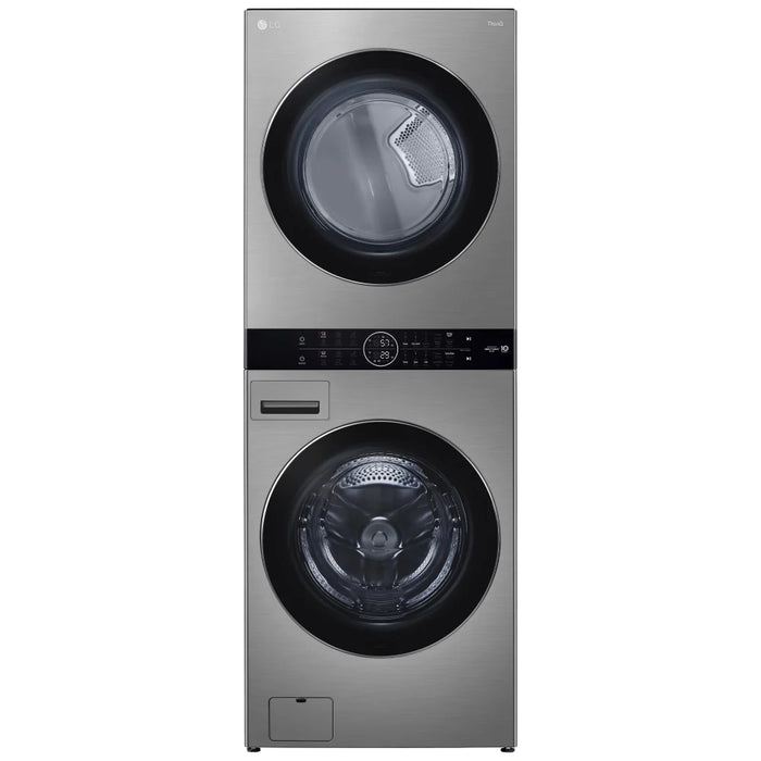 LG WKEX200HVA Laundry Center, Washtower, Graphite Steel colour Washer: 5.2 cu. ft. Capacity, 27 inch Width, 8 Wash Cycles, Steam Clean, 1,300 RPM Spin Speed, Water Heater, Wifi Enabled Dryer: 7.4 cu. ft. Capacity