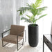 Rolland XL Rattan Planter in Black, measuring 35.4 inches in width.