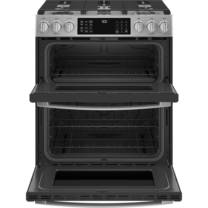 GE Profile 30” Slide-in Double Oven Gas Range With Wifi Stainless Steel - PCGS960YPFS