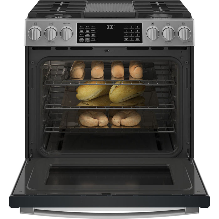 GE Profile 30" Slide-in Convection Gas Range With Wifi Connect Stainless Steel - PCGS930YPFS