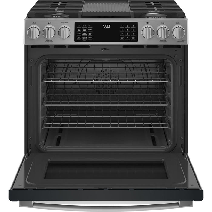 GE Profile 30" Slide-in Convection Gas Range With Wifi Connect Stainless Steel - PCGS930YPFS